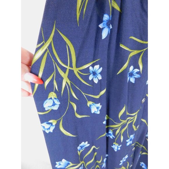 Capacity Skirt Womens Medium Blue Floral Button Front Chambray Waist Boho Midi - Picture 5 of 12